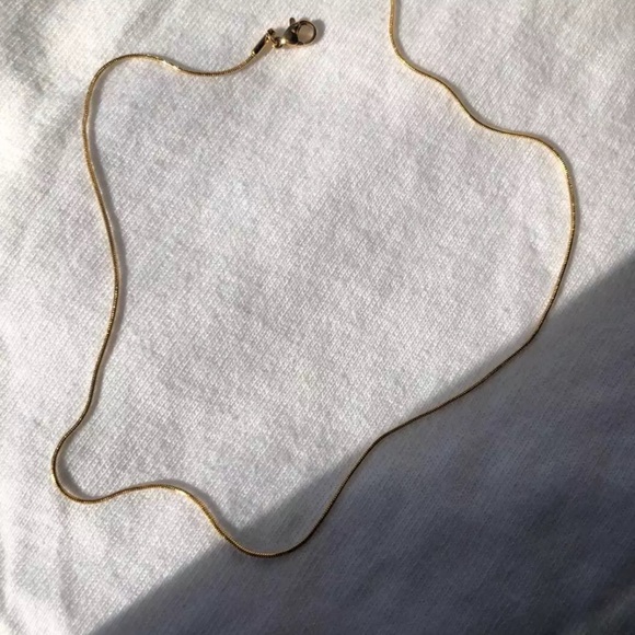 New 18K Minimalist Thin Gold Snake Chain Necklace, nice Necklace, cute Necklace - Picture 5 of 5